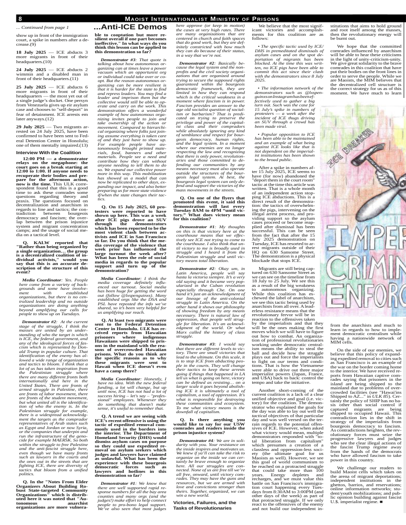 Maoist INTern LisT MinisTRY OF PR  ere approve or hecp i moton) e beliew it the most gt suions tht i bl grmund  Continued from page 1  more g o ot of G % 42 S e I AR 0 domanargir s @i memen W bt mach o o R~ e oyt ou o LT o B b b b 0 e e i o narambs et ST e ke One s, 419 TR BT B U LT e vt s s 5  ol Etenton Conter o Hongllys o0 i 07 20 202 40l gy e G et o gl o what ing 0 Pl o i min. her g an 10 ey St Ik ook The ht  A AR G Bt gt vt can oy e e s court o  s Couronse o k. Tosscday ICE has et e T e and o v, Yok demomsiion s py Al  e i TRV LI o, panding ou impoct,and s hcer e and support he victoris of e  Rl S bty rgsed By  orgontzaions, bt there 1o cen- 24 (00 CUIIMTPNGR]  our lncage of e ani-cojaial  chewe he abel o onarchi, T W Tt STl S S e i I e e g oo te et s A, P e Lok TRl Rt e il i Ve  o ey pemonsitey £ 1 veuld sy S e NS,  loet i g of it e P Tenet o o Wiy el g i, Opele t - piys g nd o e el pled bl ey P o e e e BERERRTY sy Dontan Taeer | SRS re s o tabor movement. here i 207 0 P b ol 13 G RS S ] cumentcoiion 3 sk b3 clew - S s (s iaarins BRI e W ks T e 2w e LB e g . g, e e drememer ot T2 e ok vy g G b e e« s  R of o s i  e for exmpie MAERK. 55 borh  I e e el T o s el oo e ot o o 0 e i, pr e et e e  e SRS s, Faures, anthe SRz sie Doy U o  